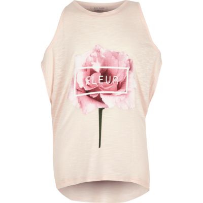 Girls pink floral print top